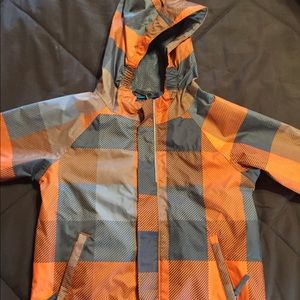 Columbia Raincoat Orange and Gray Plaid - Size 4T